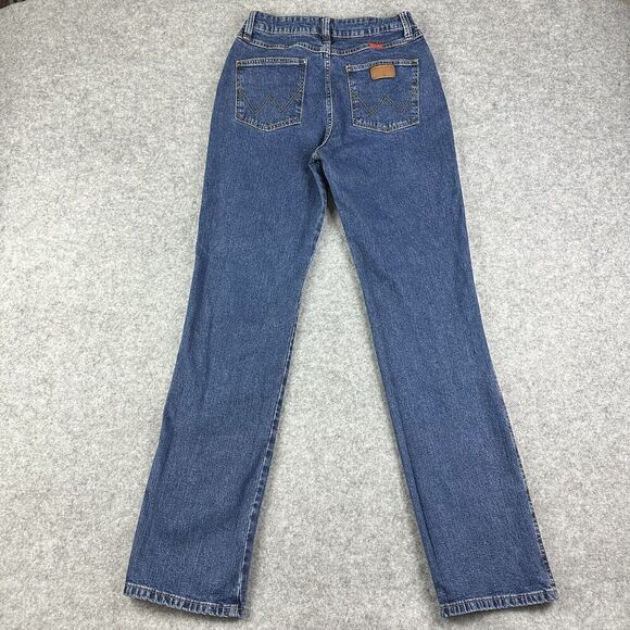 Wrangler Western Jeans Womens 5 Dark Wash Straight Leg Ranchwear Rodeo Stretch - Picture 1 of 13